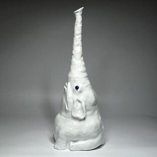 不仁斋 薛继业 陶瓷雕塑 白瓷大象 摆件潮玩