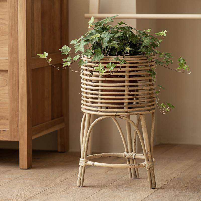 北欧风藤编花架客厅植物竹编吊兰绿萝花盆架室内阳台花架子落地式