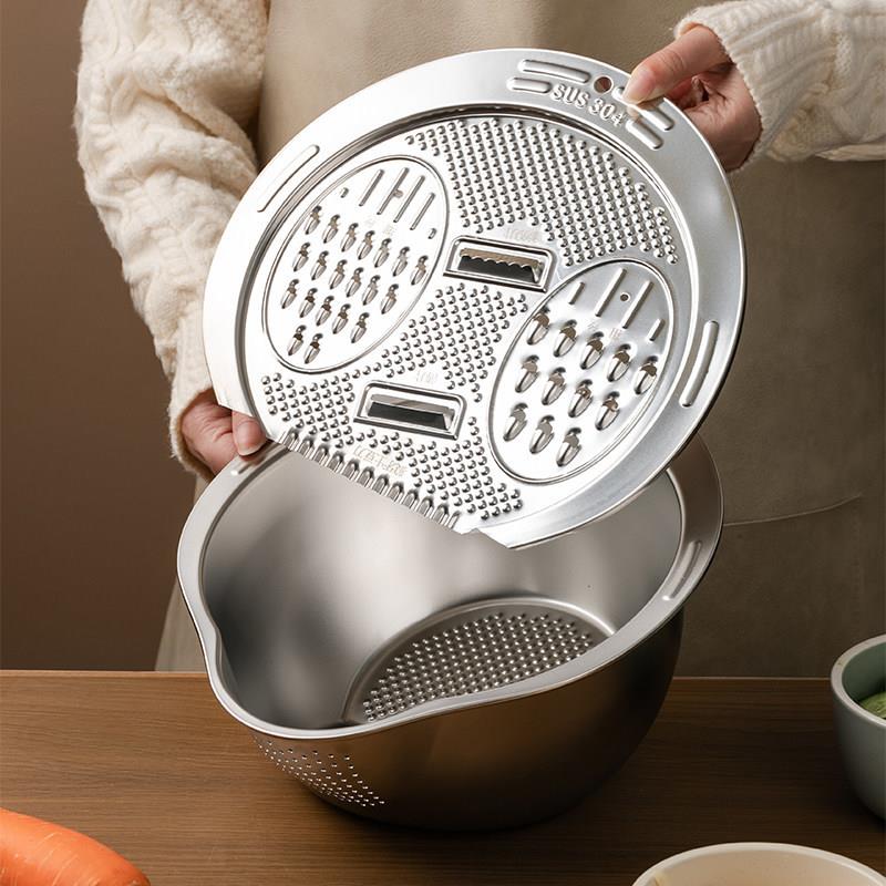 304不锈钢切菜器刨丝器洗菜盆淘米盆切丝器沥水篮切片土豆擦丝器