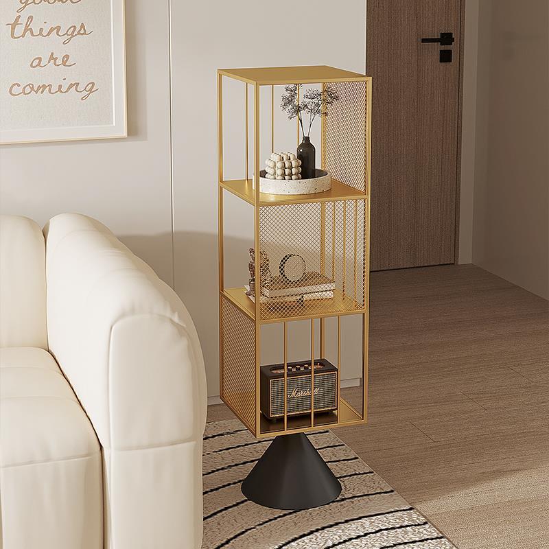 北欧旋转置物架多层沙发边收纳架办公室搁板置物框架落地隔断书架