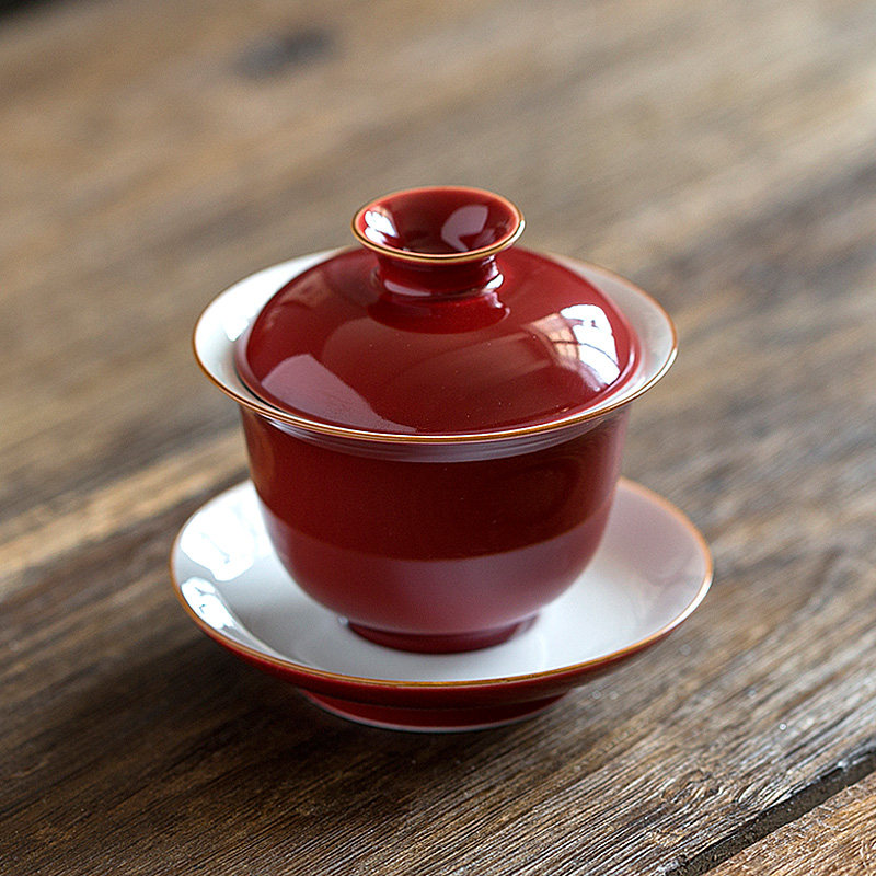 三点水 霁蓝盖碗 霁红手抓碗 豆青三才I茶杯 胭脂红泡茶碗功夫茶