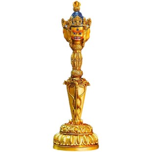 藏式纯铜十三寸普巴撅护法系列精D品仿古鎏金铜像金刚橛杵摆件