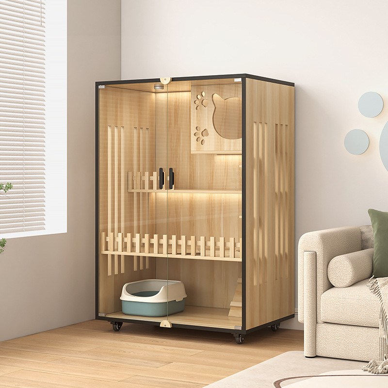 猫别墅猫咪房子猫屋猫笼子v超大自由空间室内猫窝家用实木猫舍猫