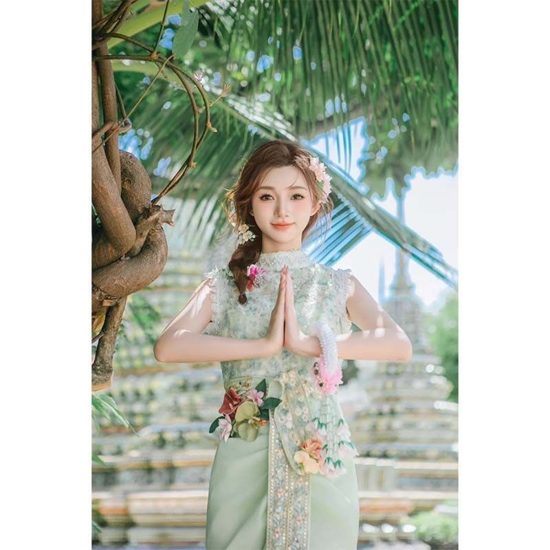 云南西双版纳傣族服饰中式甜美夏季公主套装民族R风旅游度假穿厂