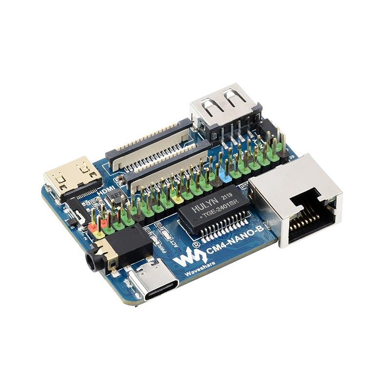 微雪 树莓派CM4同尺寸扩展板 uB型 RJ45千兆网口/USB/CSI 5V供电