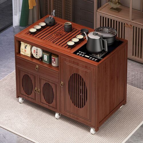 移动家用茶桌茶台茶车水壶一体客厅沙发茶几非实木茶W水柜茶具套