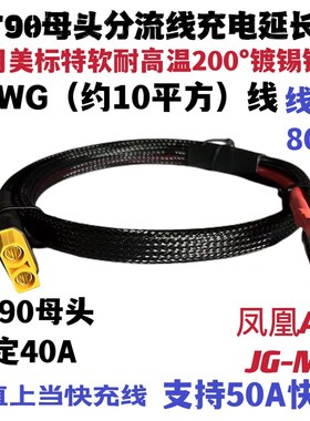 电动机车足8平方快充线XT90母头电源线充电口延长线XTZ90快充线