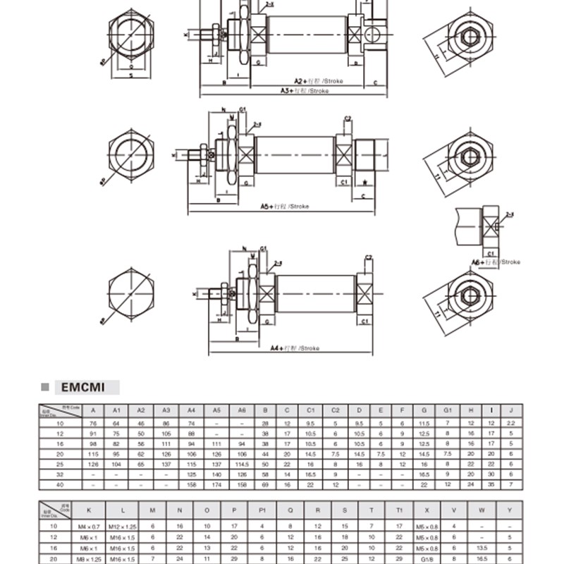 EASUN气动EMCMI不锈钢迷你气缸20*50 25L*100 32*150小型气动