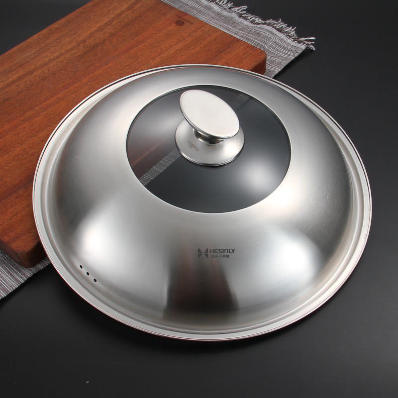 304不锈钢锅盖家用炒锅盖子30通用32寸高拱34可视玻W璃盖36cm大
