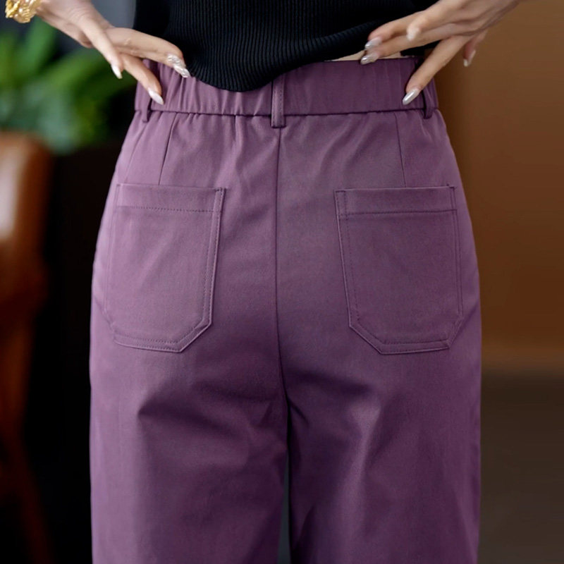 高档紫色夏季新款休闲 九分西装裤女薄款直筒哈伦裤新款高腰显瘦,女装/女士精品,大码裤装,淘宝优惠券,粉丝福利购,淘宝优惠卷