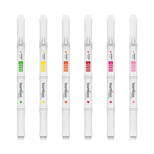 韩国MORRIS bamboo竹子灵感造型双头水彩笔0.4/0.8mm人体工学设计防滚笔帽白色杆手帐绘画笔记设计学生