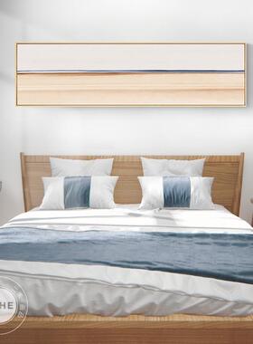 波澜北欧温馨橙色抽象风景墙壁横油画挂画卧室房间装饰画床头款长