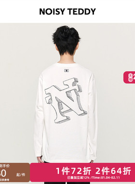 NOISY TEDDY男女同款26年春季新款时尚字母印花圆领长袖T恤衫休闲