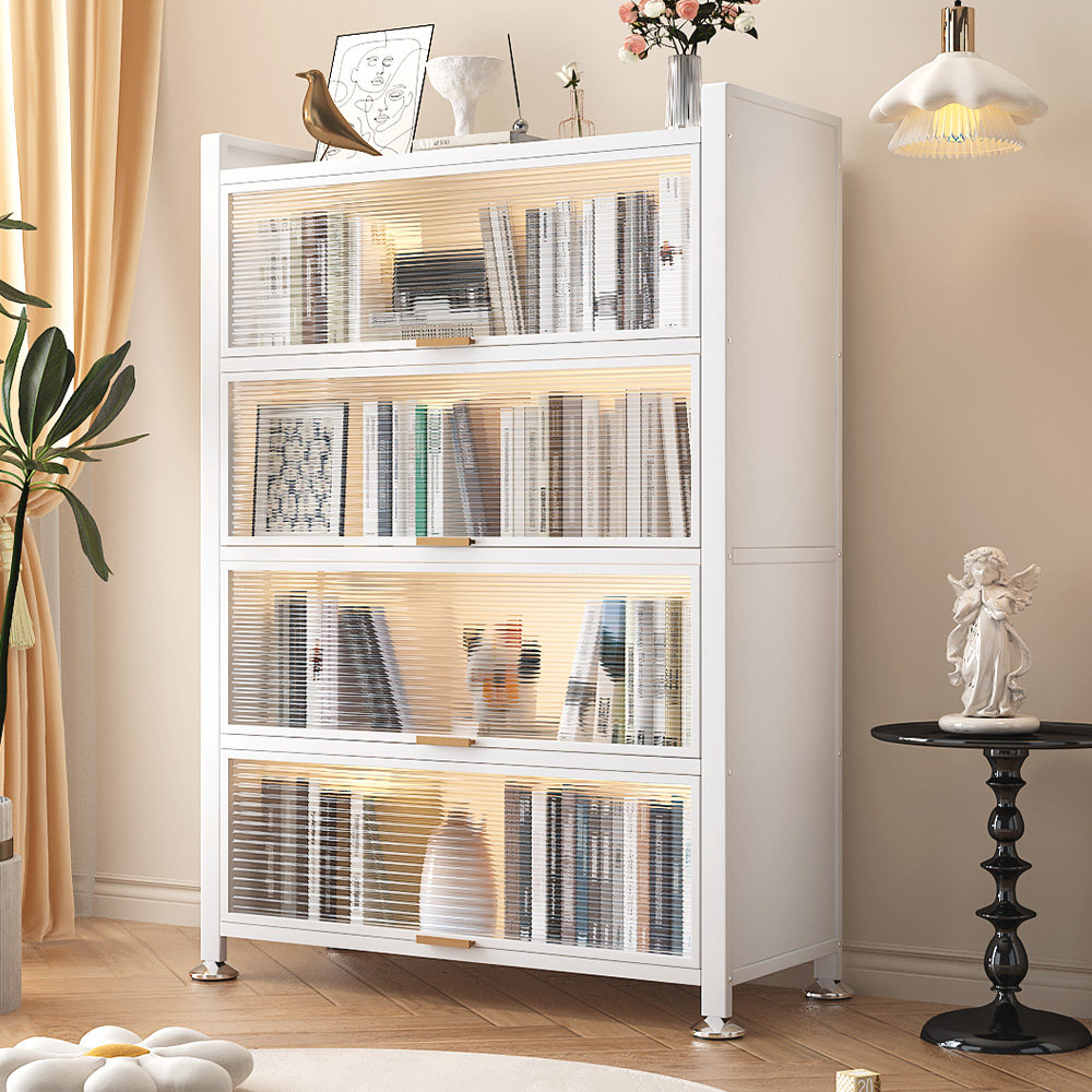 钢制家用书柜带门儿童书架客厅防尘储物柜铁艺收纳展示翻门置物柜,住宅家具,书架,淘宝优惠券,粉丝福利购,淘宝优惠卷