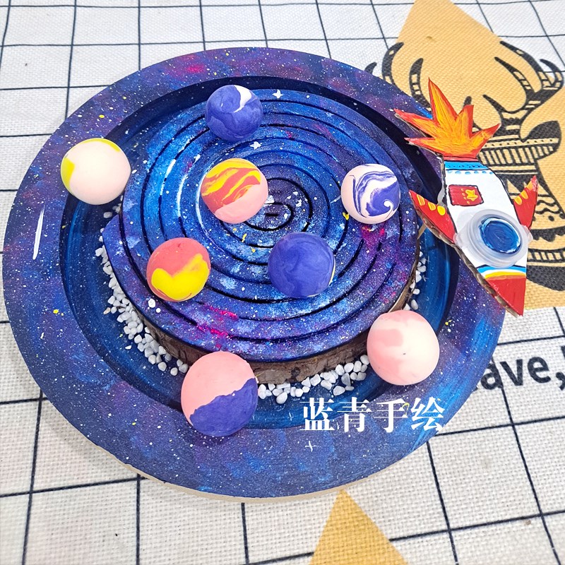创意手工立体画蚊香彩泥宇宙飞船星F空幼儿园装饰卡通儿童手绘成图片