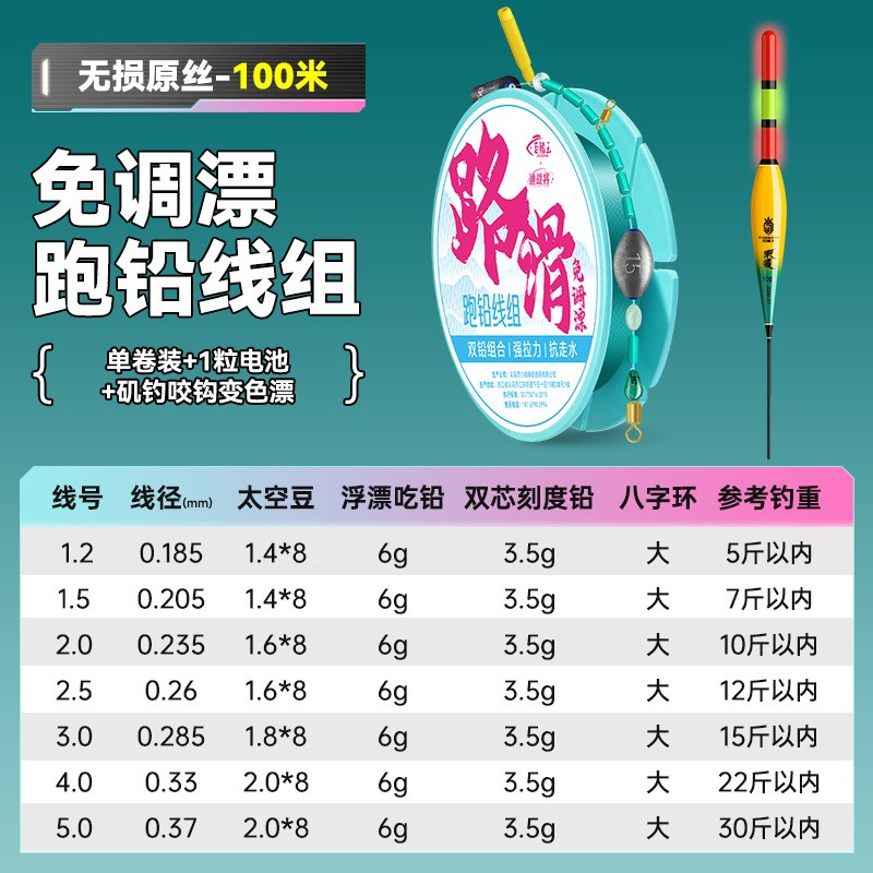 路滑线组自动找底免调漂成品套装远投矶钓滑漂钓X浮漂双铅线组