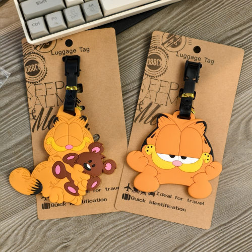 ins卡通可爱趣味加菲猫行李牌箱包登机牌托运识别吊牌挂饰diy旅游