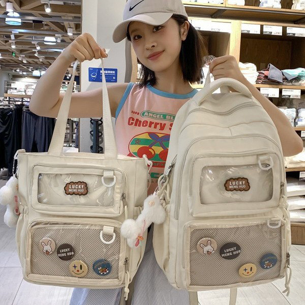 韩国新款学院风大容量双肩包女透明痛包学生书包日常百搭校园背包,箱包皮具/热销女包/男包,双肩背包,淘宝优惠券,粉丝福利购,淘宝优惠卷