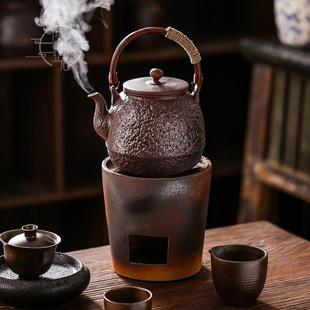 复古明火炭炉电陶炉 家用柴烧纯手工提梁大容量烧水煮茶壶户外中式