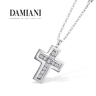 DAMIANI玳美雅官方 华彩年代18K白金钻石项链十字架