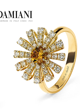 【新年礼物】DAMIANI玳美雅小雏菊系列18K黄金水晶钻石戒指女
