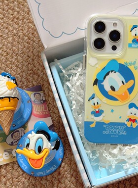 美壳乐园IMD双面圆边气囊撞色底Q萌唐老鸭手机壳适用苹果卡通可爱iPhone1615promax少女心14/17支架磁吸支架