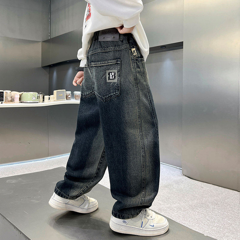 左西风云儿童套装男童春秋款牛仔裤子2026新款男孩春季休闲中大童