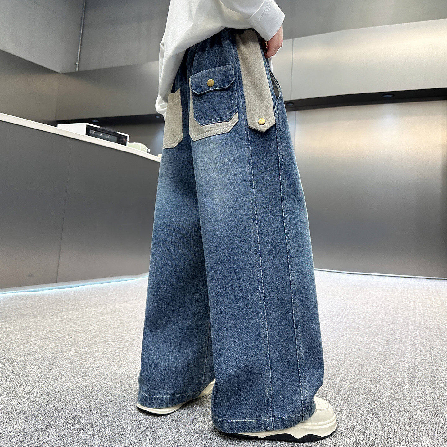 左西风云儿童装男童春秋款牛仔裤子2026新款长裤春装休闲中大童男