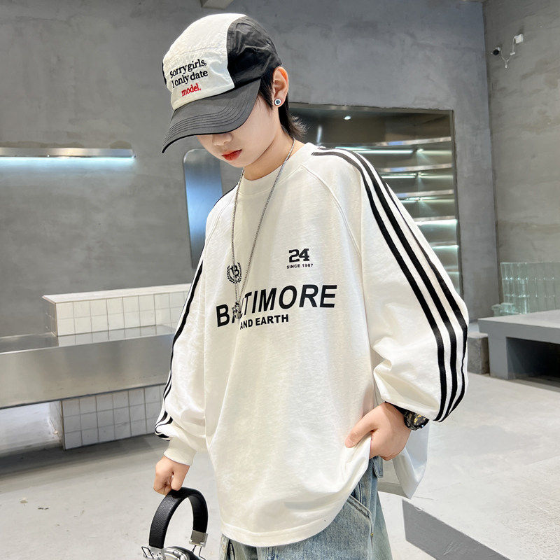 左西风云儿童装男童春装长袖T恤春秋2026新款上衣内搭体恤卫衣纯