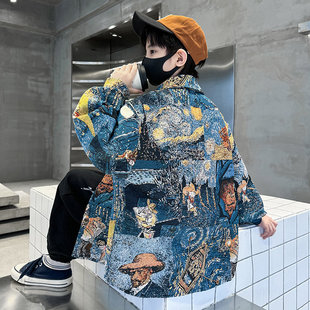 左西风云男童秋装衬衫外套2026新款春秋款中大童长袖秋季痞帅气男