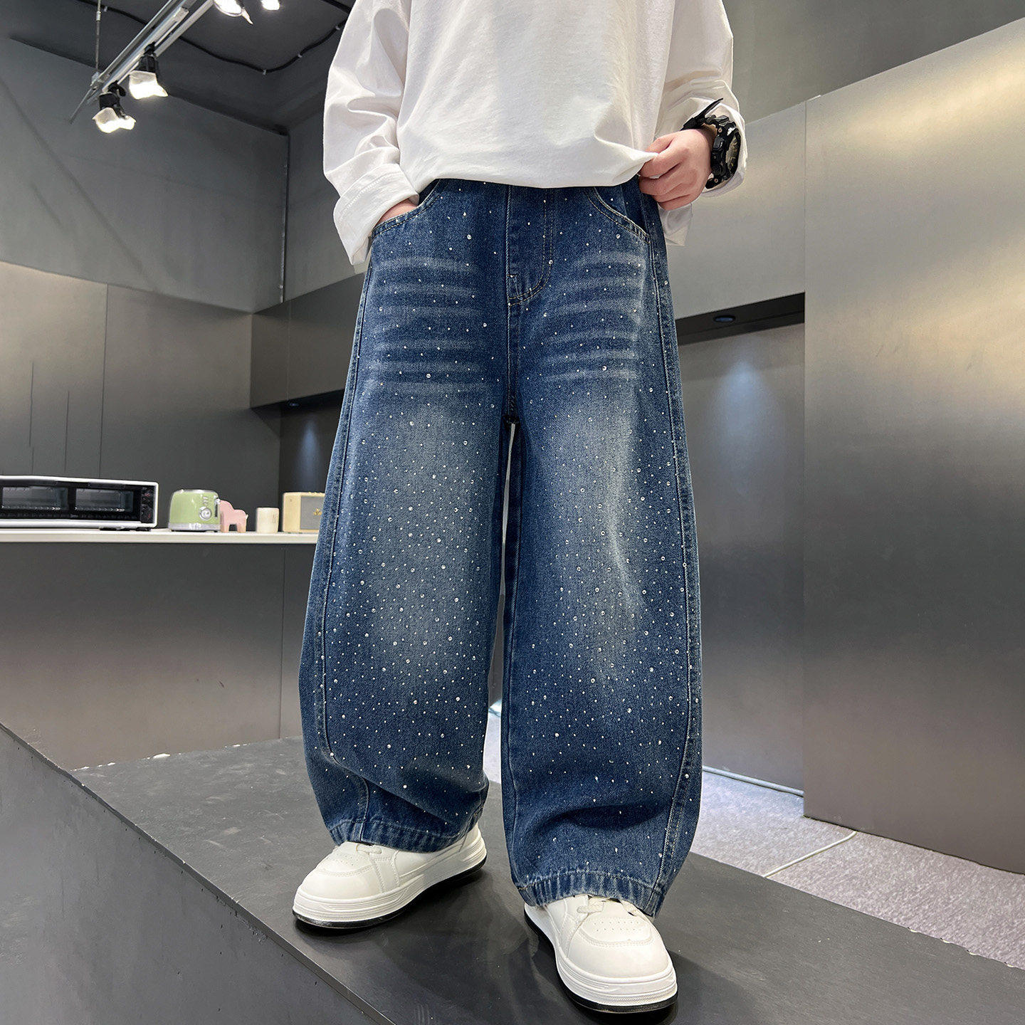 左西风云儿童装男童春秋款牛仔裤子2026新款中大童男孩春装休闲春