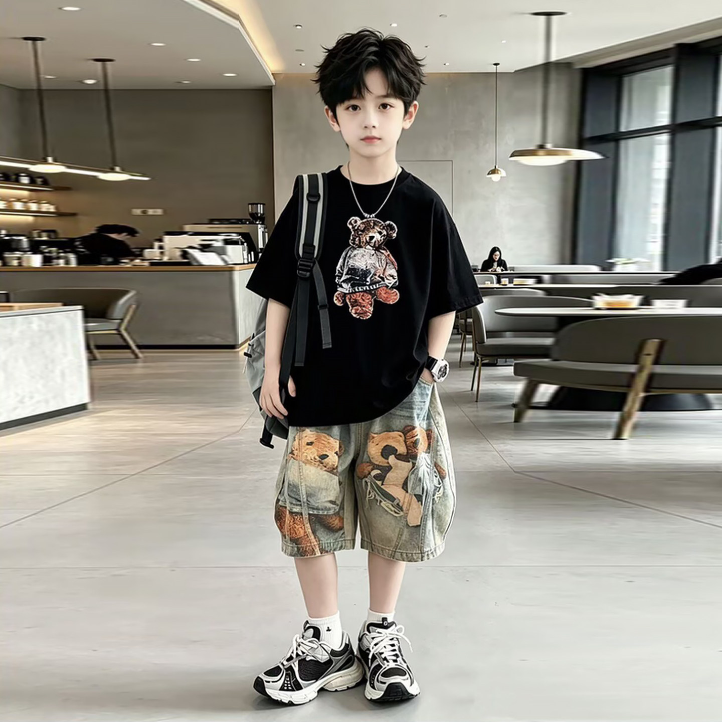 左西官方旗舰店童装男童夏装套装2026新款运动夏季夏款薄款短袖大