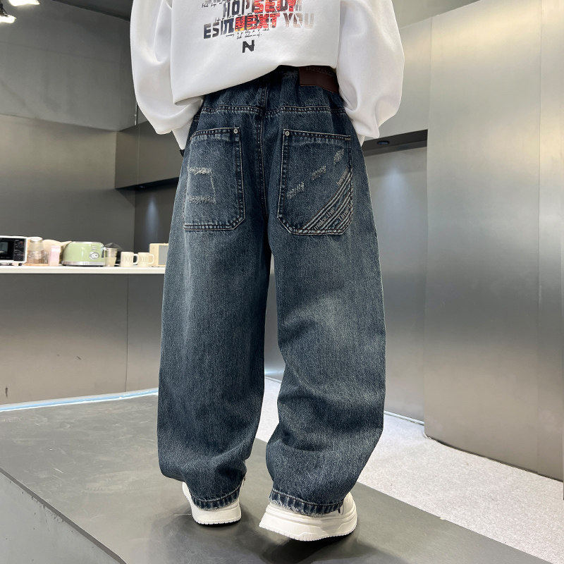 左西风云儿童装男童春秋款牛仔裤子2026新款春装中大童休闲春季男