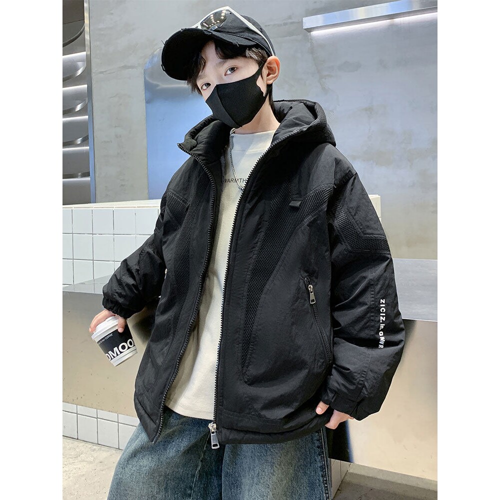 左西官方旗舰店儿童装男童冬装加绒外套2026新款男孩中大童秋冬款