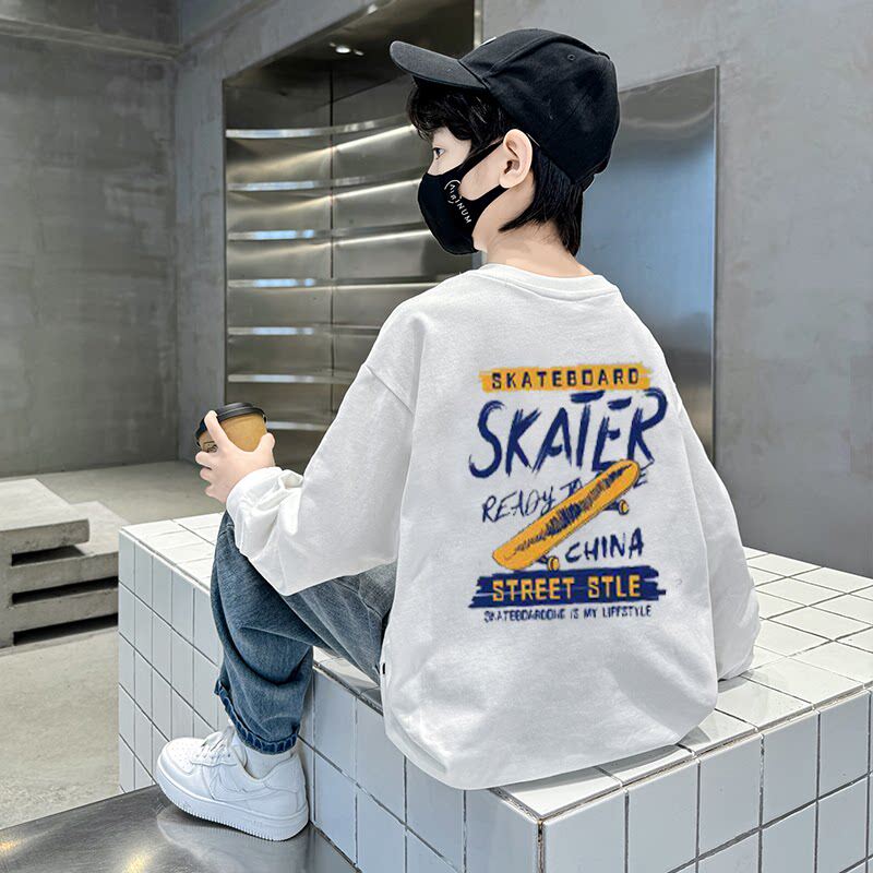 左西风云儿童装男童秋装长袖T恤春秋2026新款打底衫卫衣纯棉内搭