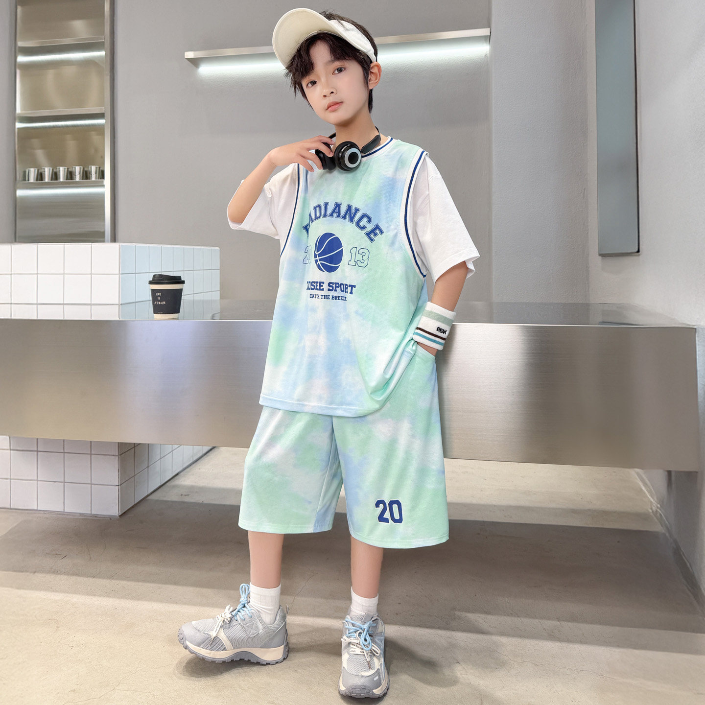 左西官方旗舰店男童夏装篮球服套装2026新款夏季运动大童酷帅气速