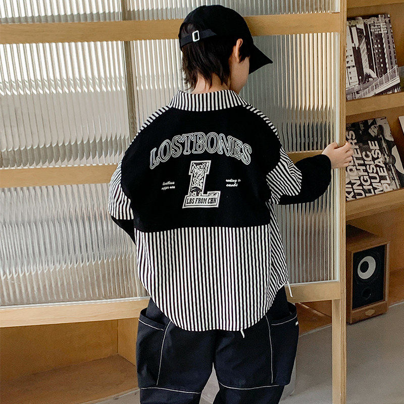 左西风云儿童套装男童春秋款衬衫2026新款春装中大童长袖男孩春季