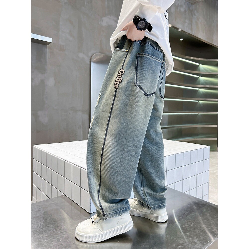 左西风云儿童装男童春秋款牛仔裤子2026新款春装休闲中大童春季男