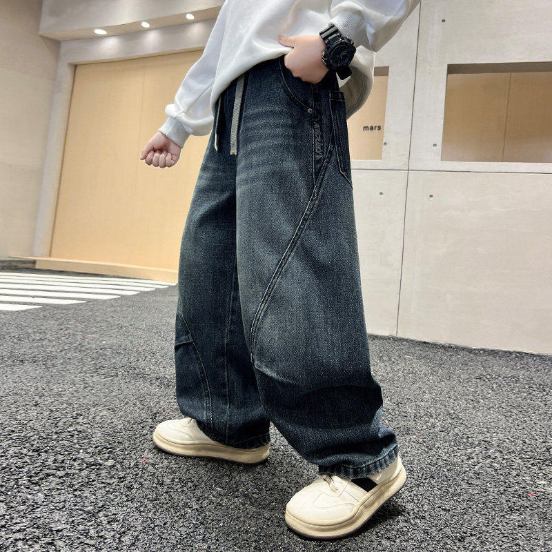 左西风云儿童套装男童春秋款牛仔裤子2026新款男孩休闲春装春季中