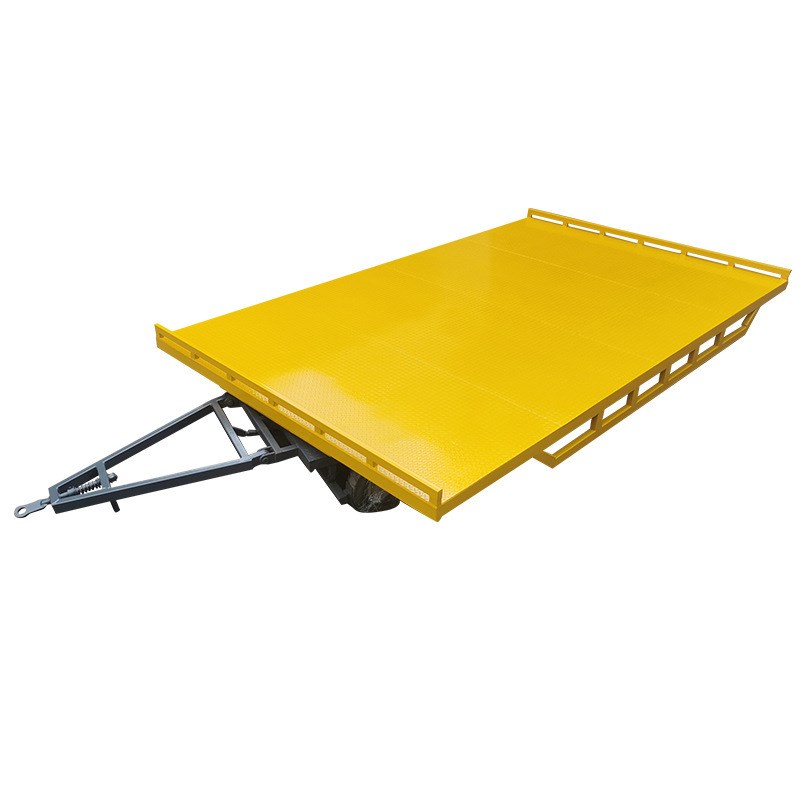 厂区转运牵引式平板o拖车拖挂式货物装卸搬运周转设备四轮平板拖