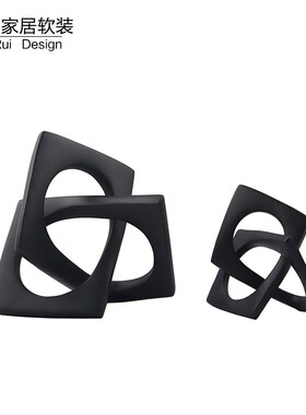 现代简约欧式轻奢几何环形u缠绕创意摆件样板房售楼处软装饰品摆