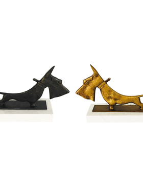 复古做旧b创意黑色金色金属狗儿童房小狗摆件样板房售楼处软装饰