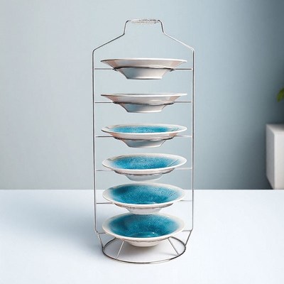 2025新款手提上菜展示盘饭店餐盘摆件水果凉菜自助U餐台多层备菜