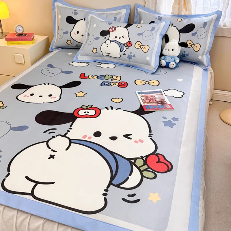学生宿舍夏季床单 卡通光滑面料不沾毛可折叠硅胶防滑底冰丝凉席