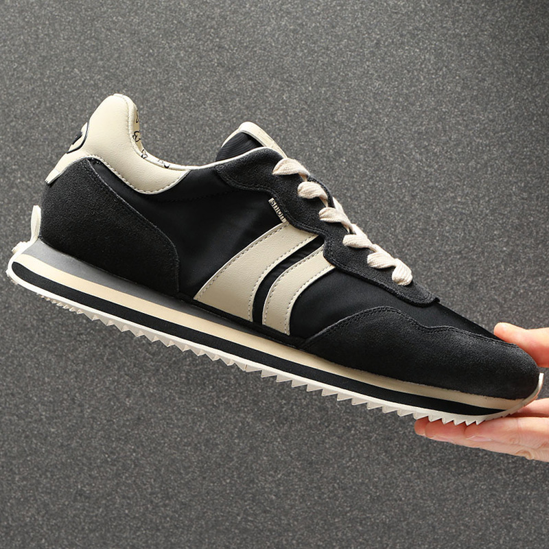 德训鞋休闲皮布拼接男鞋