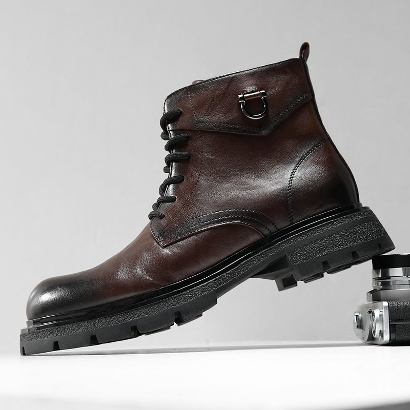 真皮男靴2025冬季新款头层牛皮马丁靴男厚底复古时尚百搭户外皮靴