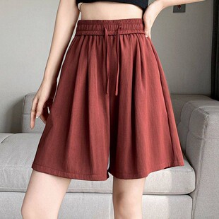 子阔腿五分裤 2026年新款 宽松直筒褶皱凉凉裤 女夏季 胖MM山本风短裤