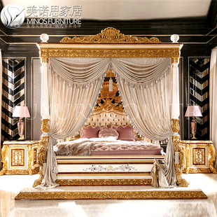 宫廷实木雕花双人床主卧大气美欧式 法式 轻奢豪华1米8公主婚床