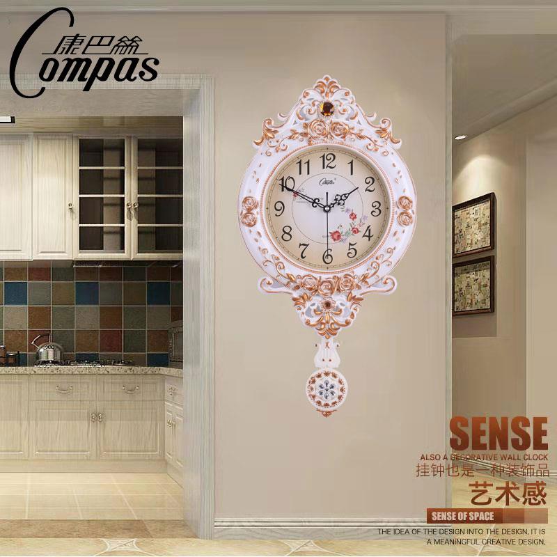 欧式摇摆挂钟钟表 客厅静音挂表 时尚创意装饰时钟家用电子石英钟