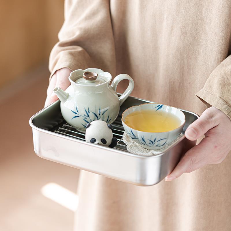 画续草木灰手绘竹子茶壶陶瓷茶壶家用茶壶茶杯功夫茶具小憩套装